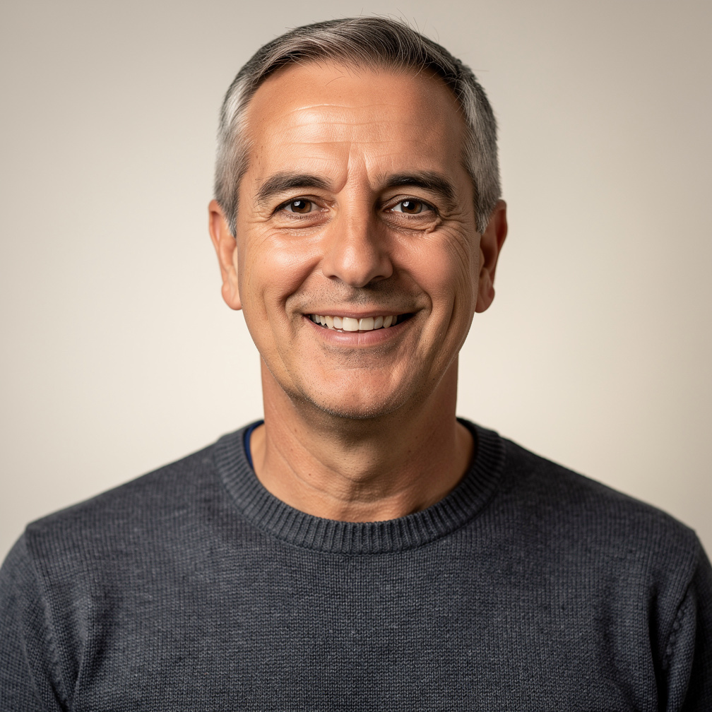 Studio portrait of a professional Croatian man smiling