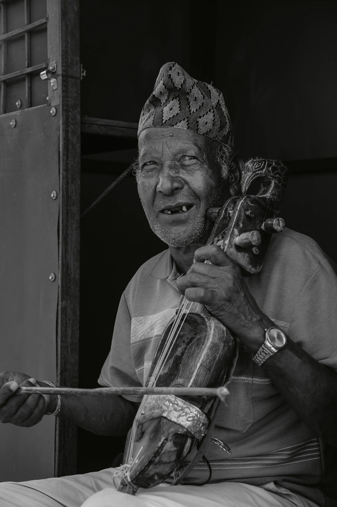 elderly playing music
