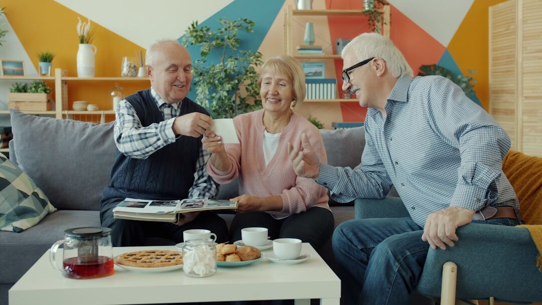 group of seniors laughing together