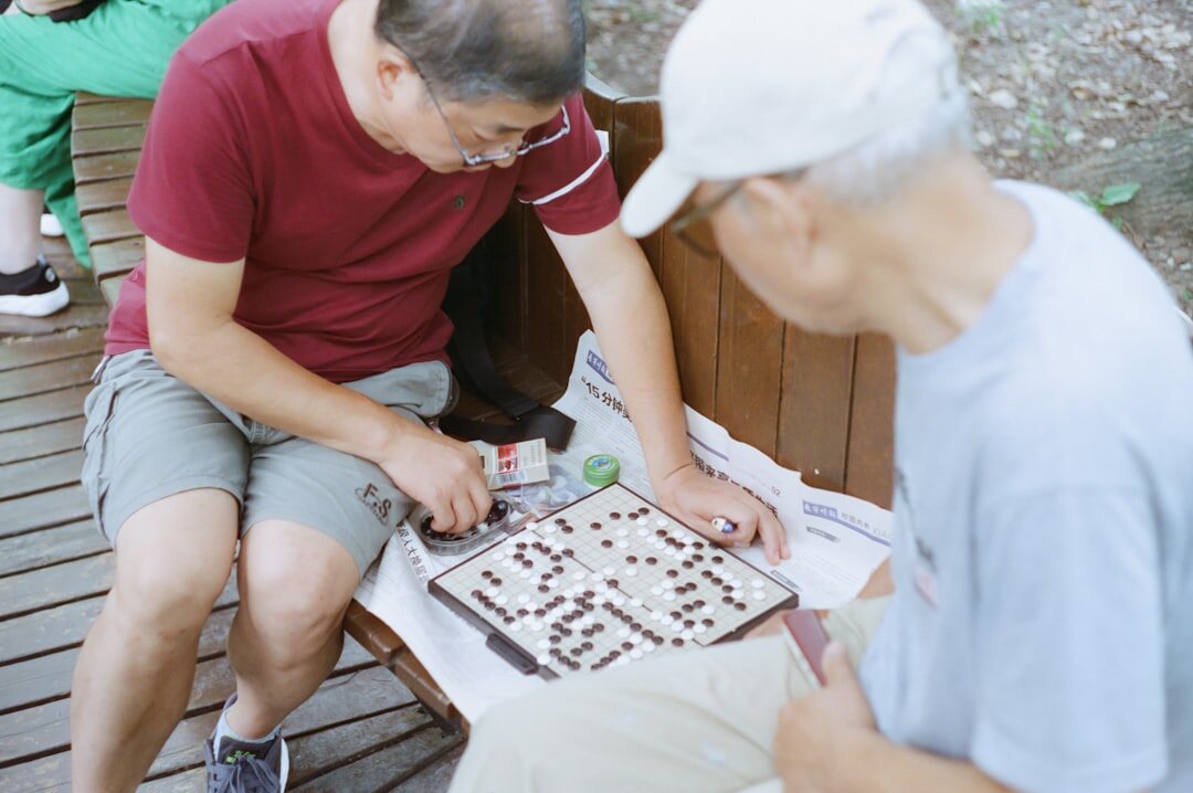 seniors playing board games